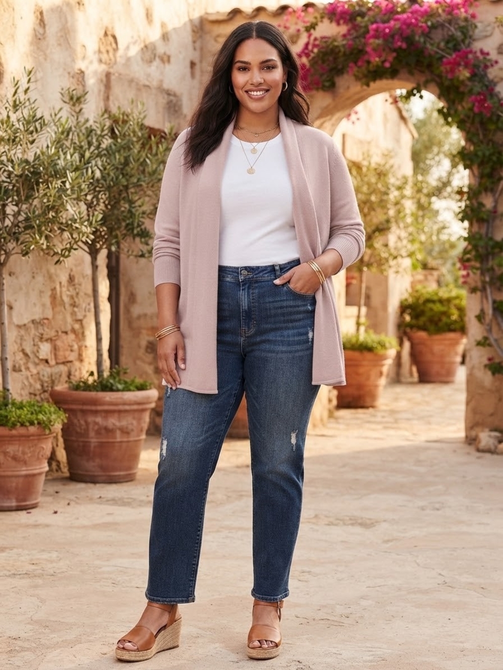 croft & barrow Open-Front Cardigan in Dusty Rose